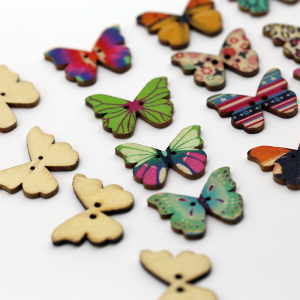 Random Color animalis papilio ligneus Button 2 Holes Handmade Scrapbooking Crafts Sewing Accessories For Cloth