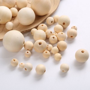 Nedokončane okrogle perle iz naravnega lesa za obrt