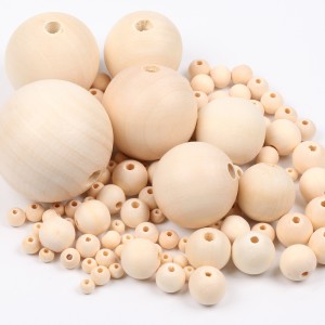 Natural nga Round Wooden Beads Para sa Paghimog Alahas nga Mga Kagamitan sa Kamot