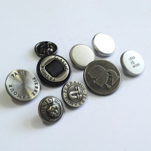 Manufacturer vintage letters carve engrave logo black silver custom shape square metal alloy snap button