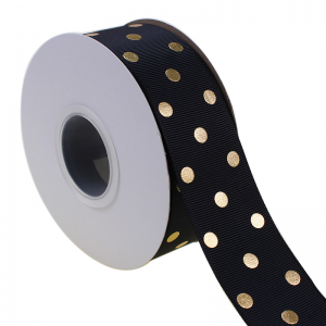 1.5 Pulzier stampat apposta fojl tad-deheb polka dot grosgrain żigarella 38mm għall-pruwa tax-xagħar/tgeżwir tar-rigali