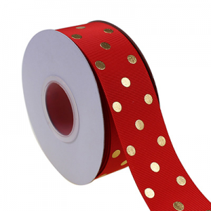 1,5 tum specialtryckt guldfolie prickigt grosgrain band 38 mm för hårbåge/presentinpackning