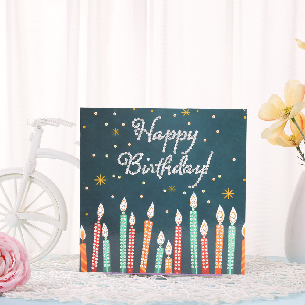 China wholesale Crystal Diamond Painting Manufacturer –  High Quality Happy Birthday Card DIY Diamond Painting Chipboard Kits – JS Crafts