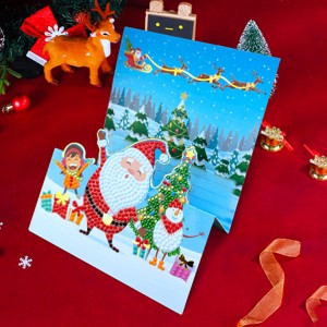 बच्चाहरूको लागि थोक क्रिसमस ग्रीटिंग कार्डहरू DIY 5D हीरा चित्रकारी