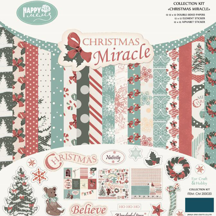 24 Sheets Patterned Papers For Crafts Winter Christmas Theme Scrapbook  Paper