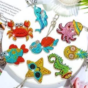 BA-801 8 Stéck Diamantkonscht Keychains Diamant Painting Keychains Kids Arts and Crafts 5D Diamond Painting Kits Gem Art Diamond Keychains for Boys Girls Ages 8-12 DIY Cadeau Gebuertsdagsparty Favours (Bird B...