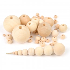 Round Ball Unfinished Wood Beads rau DIY Bracelet Jewelry Making Craft