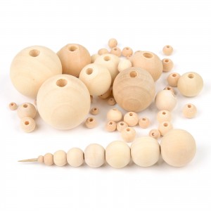 Perles rondes en bois non finies, pour bricolage, fabrication de bijoux, bracelets, artisanat