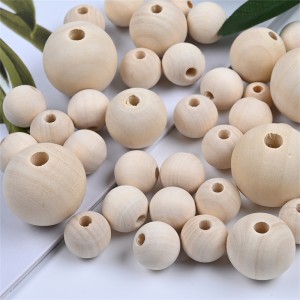 Perles de fusta rodones naturals per a la fabricació de joies
