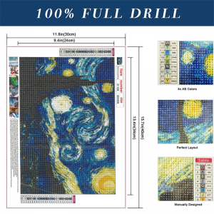 Sérsniðin 5D Full Drill Crystal Fantasy Starry Night Abstrakt Art Diamond Painting Van Gogh