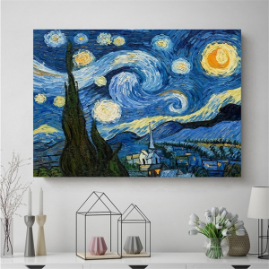 Brugerdefineret 5D fuld borekrystal Fantasy Starry Night Abstrakt kunst diamantmaleri Van Gogh