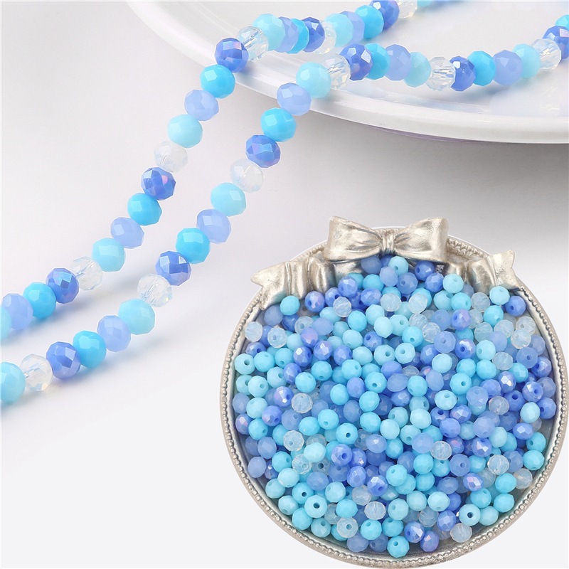 modré perle ze smíšeného křišťálového skla