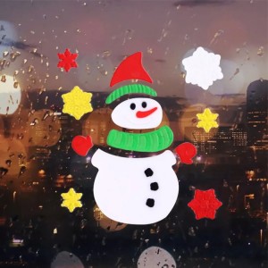Lag luam wholesale snowman qhov rais jelly sticker christmas gel sticker