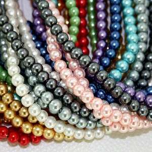 GPB23003 Round Glass Pearl Beads for DIY Crafts Jewelry Making