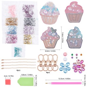 BA-813 4 Pcs Diamond Art Ice Cream Charm Ice Diamond Key Chain