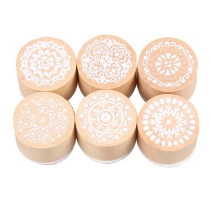 wholesale wooden flower round pattern rubber stamps for DIY scrapbooking
