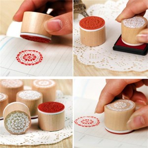 wholesale wooden flower round pattern rubber stamps for DIY scrapbooking