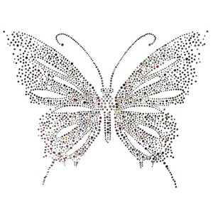 Fa'atau oloa si'isi'i butterfly hot fix rhinestone gem iron on pacth