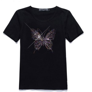 Fa'atau oloa si'isi'i butterfly hot fix rhinestone gem iron on pacth