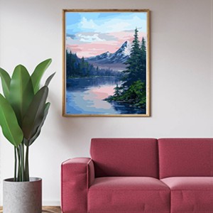 BA-008 Peinture DIY par numéros pour adultes et enfants, « Rocky Mountain Sunset »